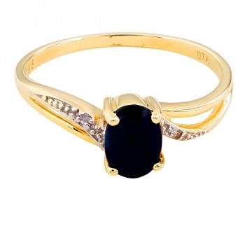 9ct gold Sapphire/Diamond Ring size P